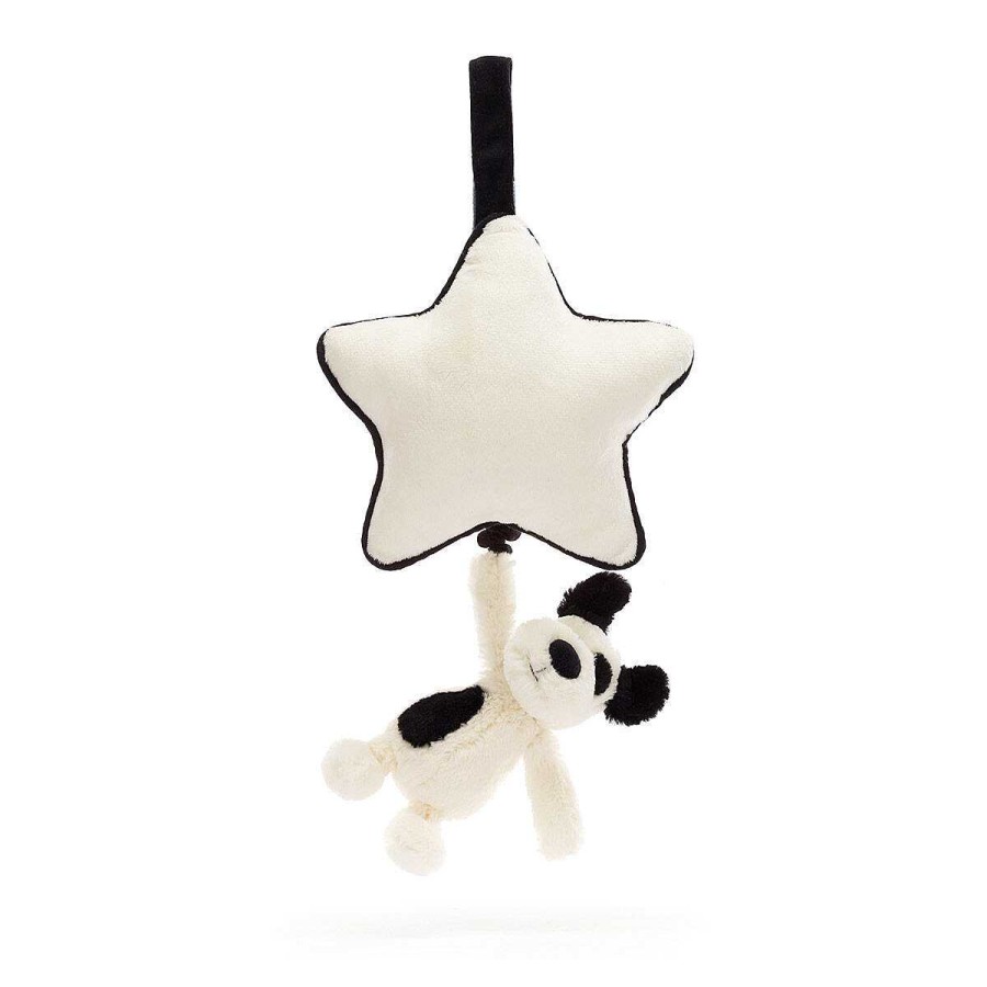 Baby Safe Toys | Jellycat Jellycat Bashful Black & Cream Puppy Musical Pull