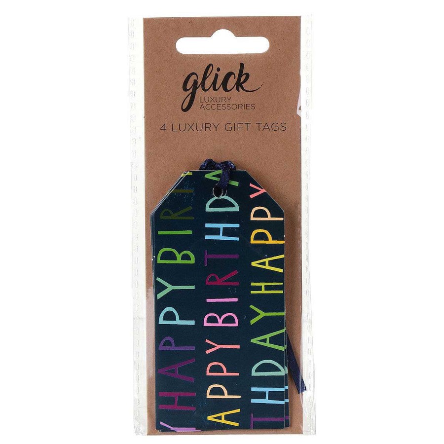 Tags & Labels | Glick Glick Blue Birthday Script Gift Tags