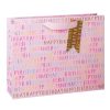 Large Gift Bags | Glick Glick Paper Salad Pink Birthday Script Landscape Large Gift Bag