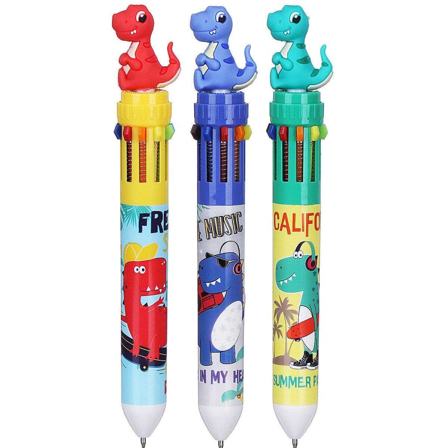 New In | Temptation Gifts Assorted Dinosaur 10-In-1 Multi-Coloured Pen