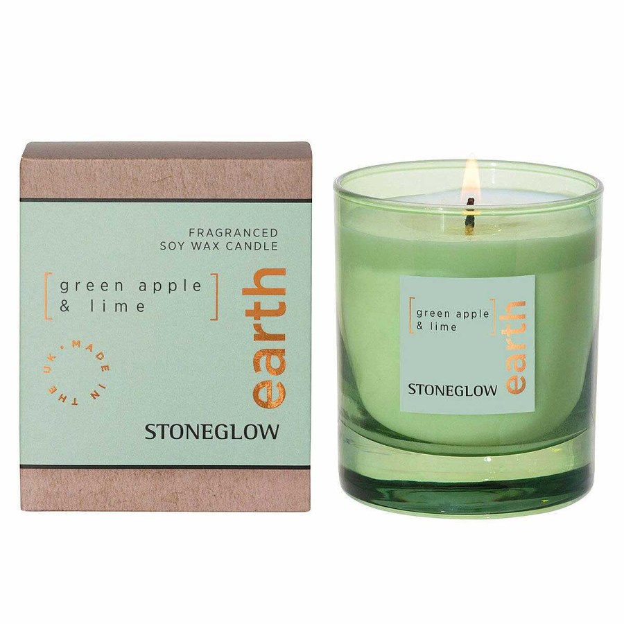 Glass Candles | Stoneglow Stoneglow Elements Earth Green Apple & Lime Candle