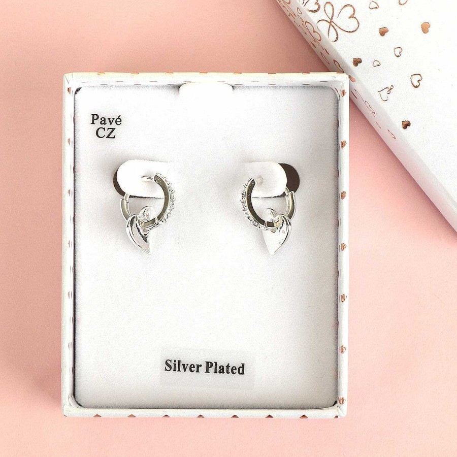 Earrings | Equilibrium Equilibrium Silver Plated Chic Huggie Heart Earrings