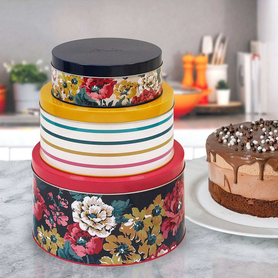 Storage Tins | Joules Joules Cambridge Floral Set Of 3 Nesting Cake Tins