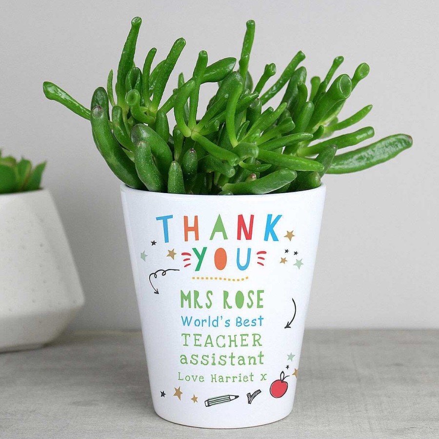 Personalised Gifts | Temptation Gifts Personalised 'Thank You Teacher' Plant Pot