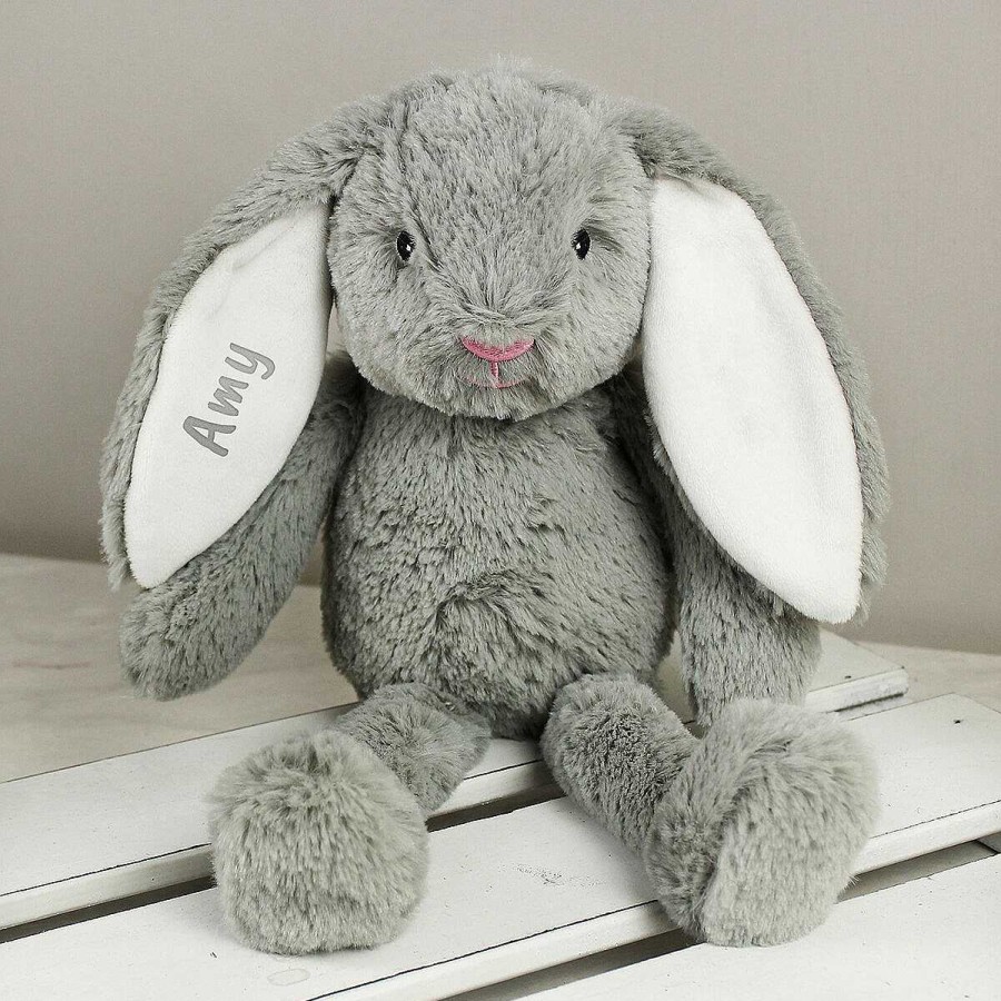 Personalised / Experience | Temptation Gifts Personalised Grey Plush Bunny