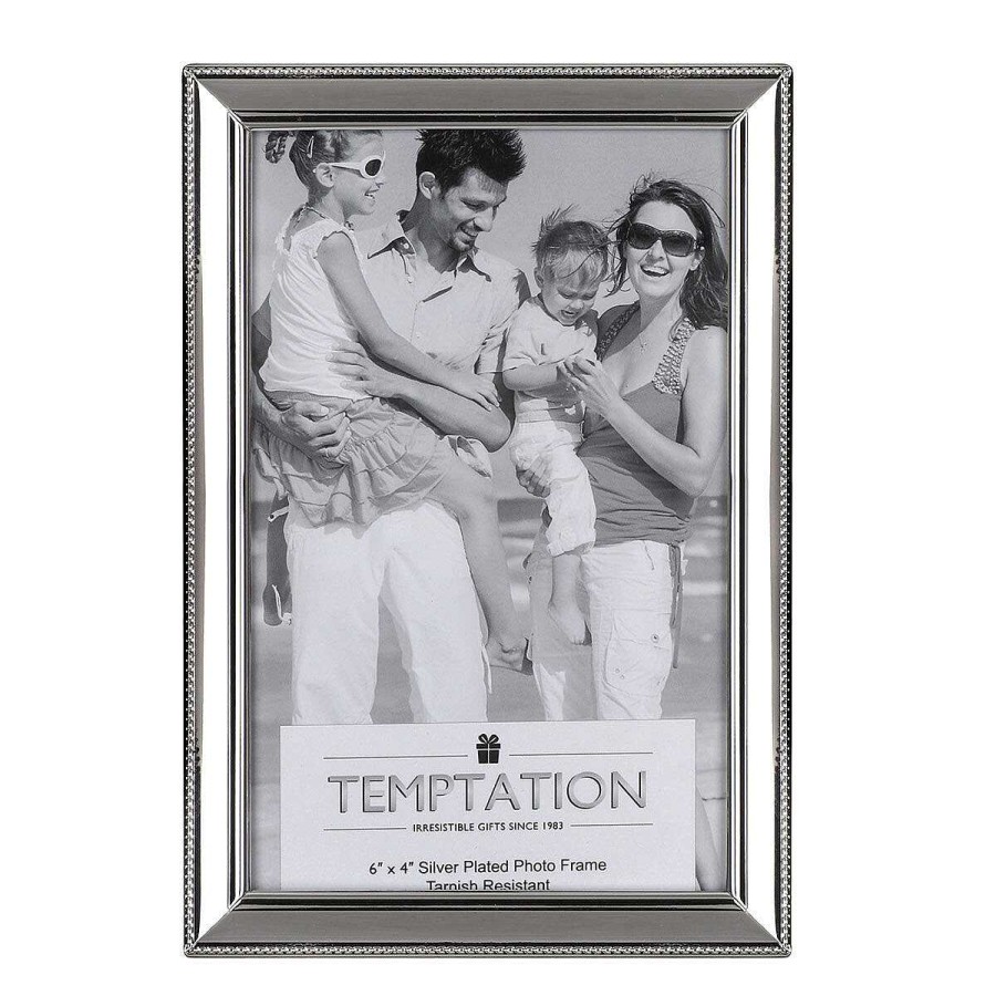 Photo Albums & Frames | Temptation Temptation Silver-Plated Narrow Dotted Edge Photo Frame 4X6