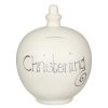 Money Pots | Temptation Temptation 'Christening' Silver On Cream Money Pot