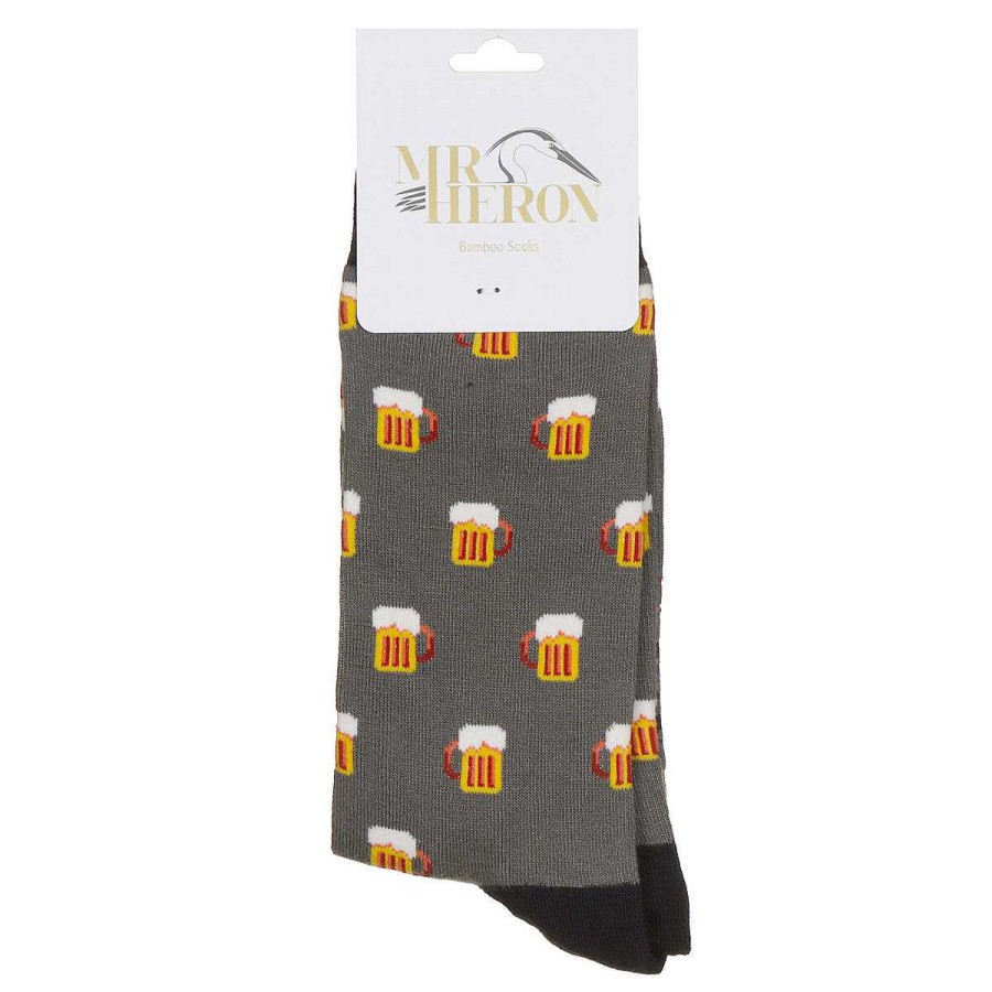 Styles | Mr Heron Mr Heron Grey Beer Men'S Bamboo Socks