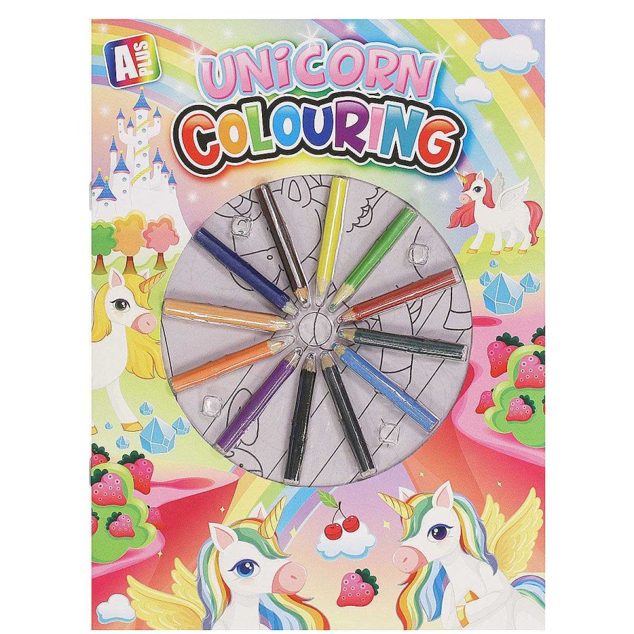 New In | Temptation Gifts Unicorn A4 Colouring Book Set With Twelve Pencils