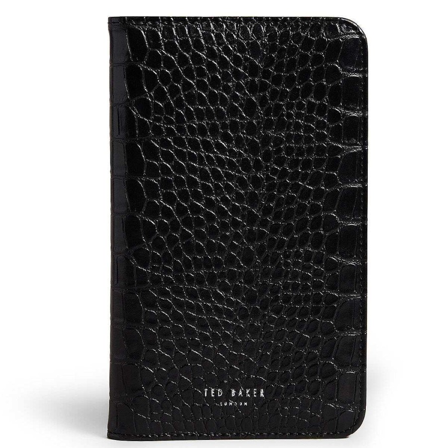 Travel Accessories | Ted Baker Ted Baker Alffiie Croc Effect Black Travel Organiser With Pen