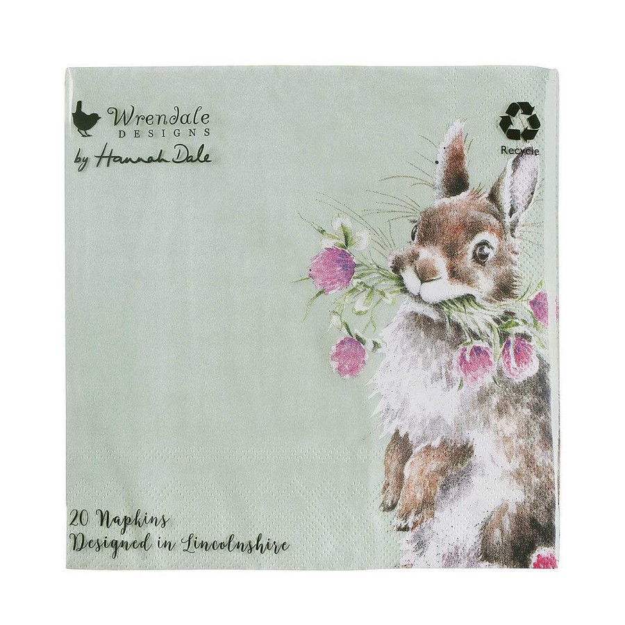 Lunch & Picnic | Wrendale Wrendale Head Clover Heels Rabbit Set Of 20 Cocktail Napkins