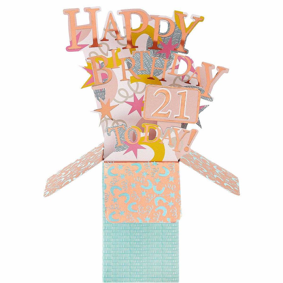 Age Cards | Second Nature Second Nature Clever Cubes Confetti & Stars 21St Birthday 3D Card