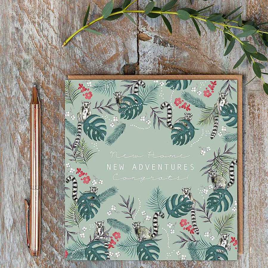 New Home | Toasted Crumpet Toasted Crumpet Lemurs Green 'New Home New Adventures' Card