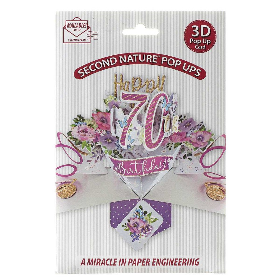 Age Cards | Second Nature Second Nature '70Th Birthday' Flowers 3D Pop Up Card