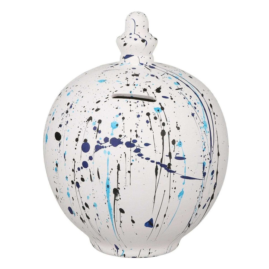 Money Pots | Temptation Temptation Black & Blue Splatter Money Pot