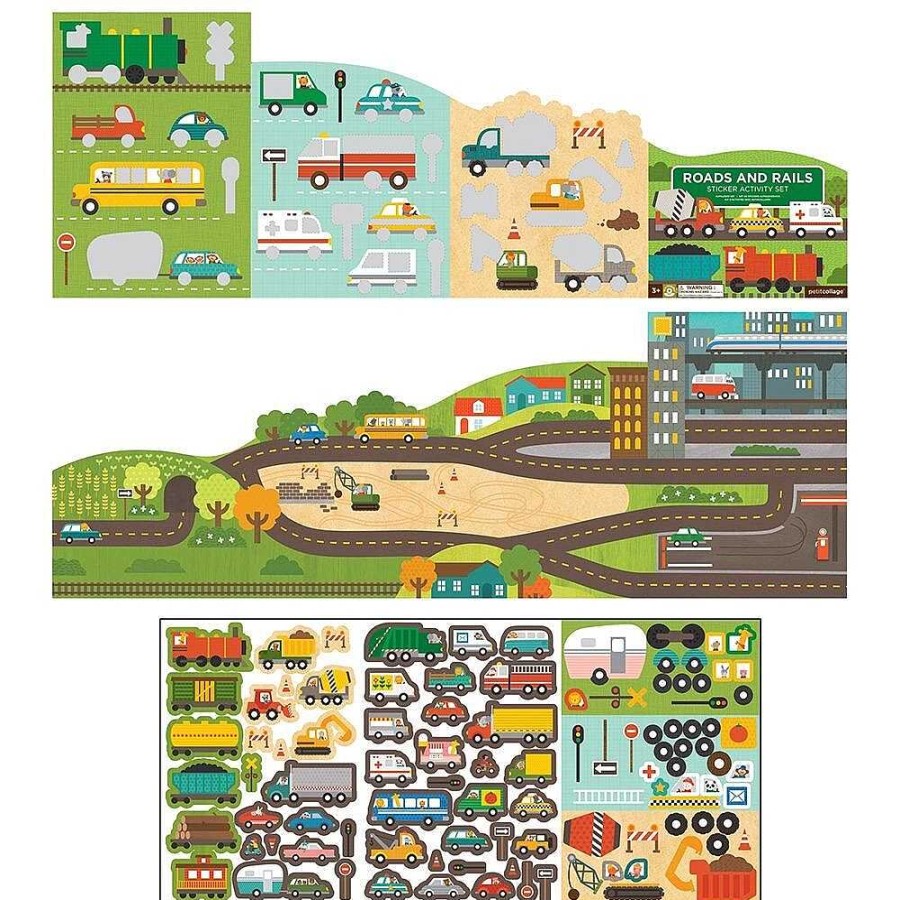 Children | Petit Collage Petit Collage Sticker Activity Set Road And Rails