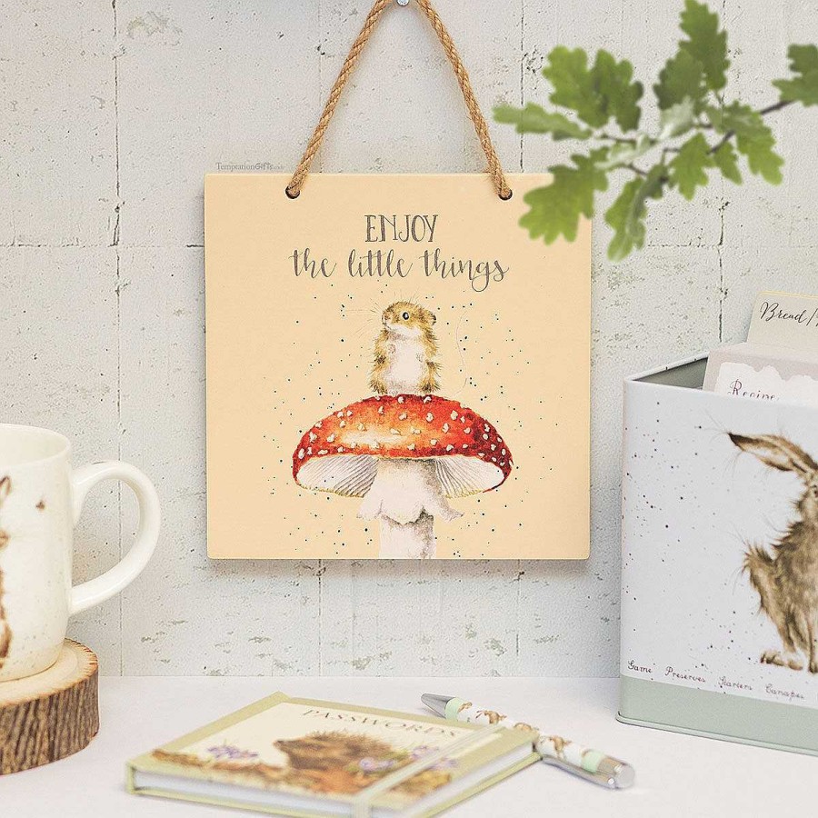 Plaques & Signs | Wrendale Wrendale 'Enjoy The Little Things' Mouse Wooden Plaque