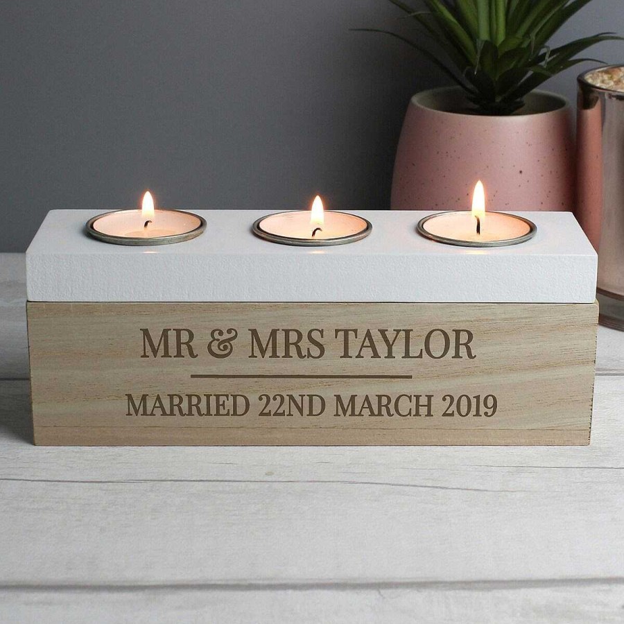 Keepsake Boxes | Temptation Gifts Personalised Classic Triple Tea Light Box