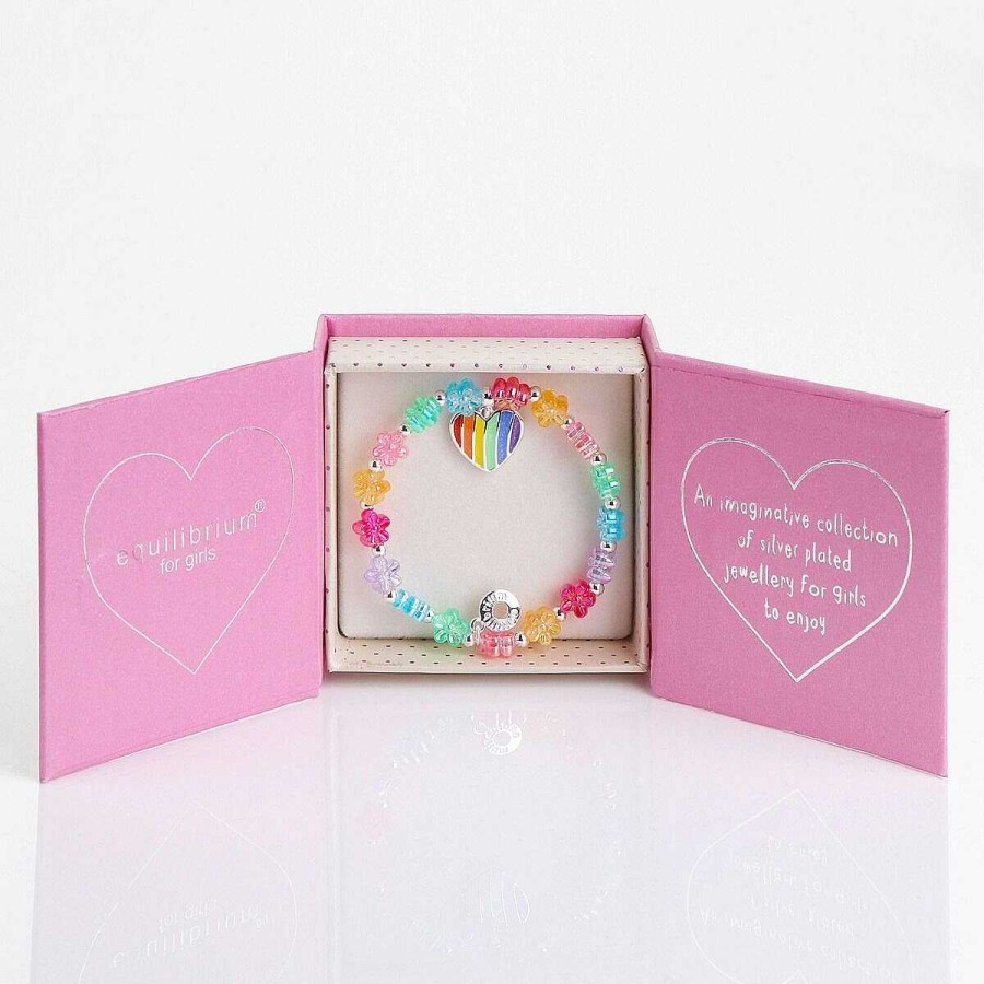 For Little Girls | Equilibrium Equilibrium Girls Silver Plated Rainbow Heart Bracelet