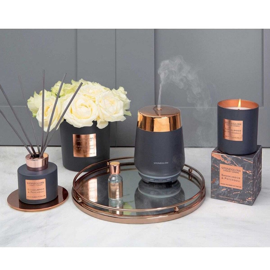 Essential Oils & Diffusers | Stoneglow Stoneglow Luna Dark Grey & Copper Ceramic Perfume Mist Diffuser