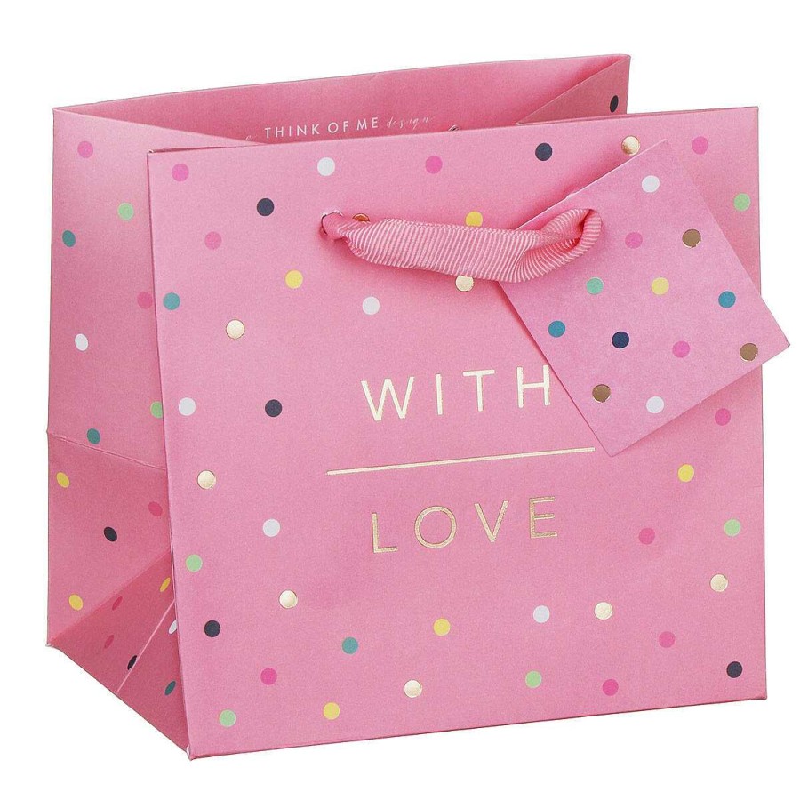 Small Gift Bags | Glick Glick Pink Spots With Love Short Gift Bag