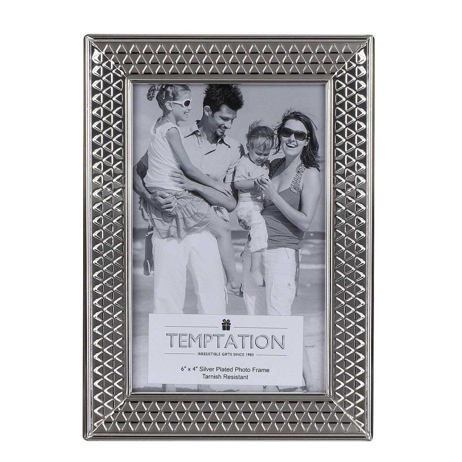 Photo Frames | Temptation Temptation Silver-Plated Wide Edge Triangle Design Photo Frame 4X6