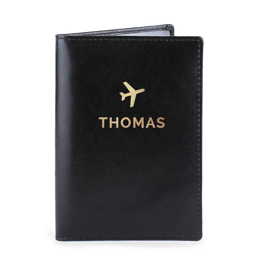 For Men | Temptation Gifts Black Gold Name Passport Holder