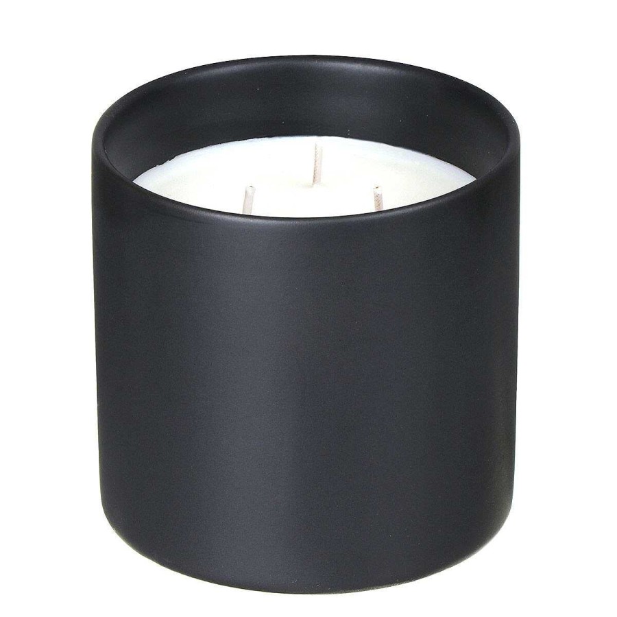 Ceramic Candles | Paddywax Paddywax Hygge 425G 3 Wick Bergamot & Mahogany Black Ceramic Soy Candle