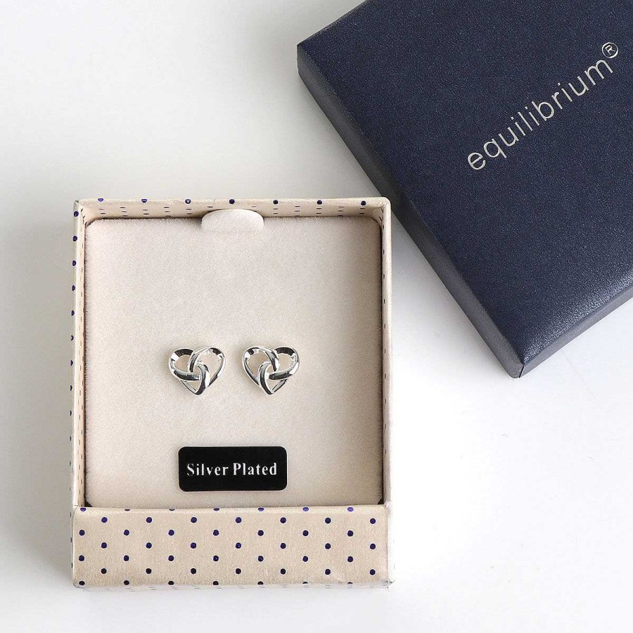 Bridal Jewellery | Equilibrium Equilibrium Silver Plated Celtic Knotted Heart Stud Earrings