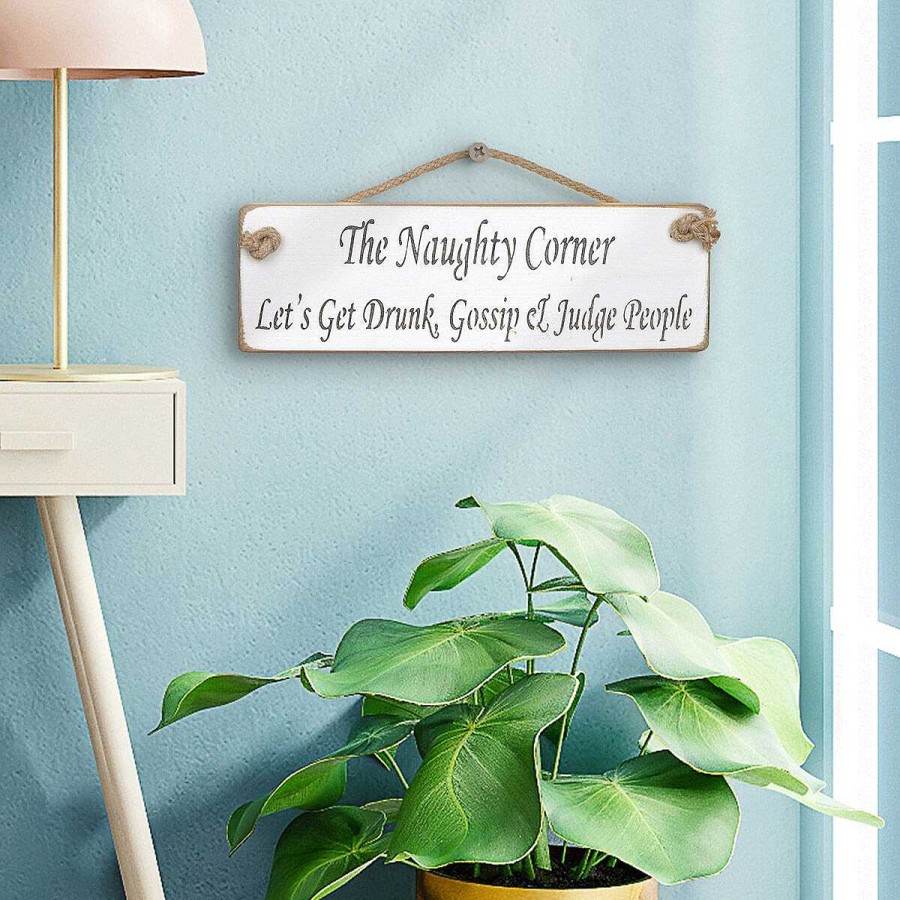 Plaques & Signs | Austin Sloan Austin Sloan 'The Naughty Corner' White Wooden Sign