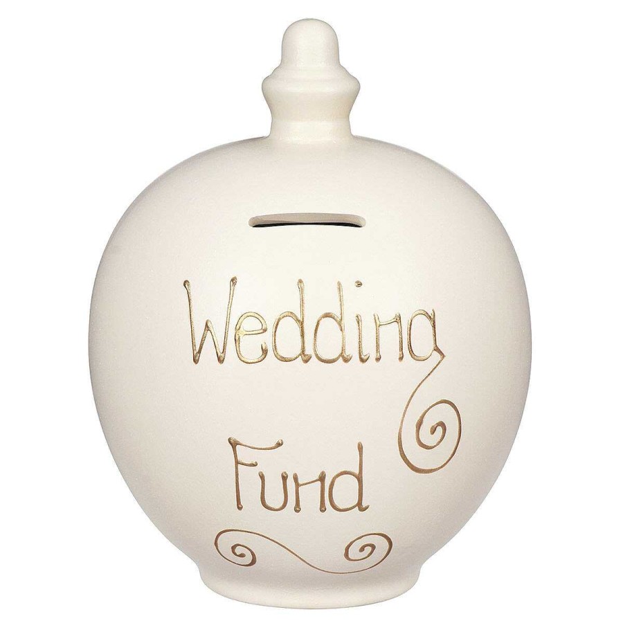 Money Pots | Temptation Temptation 'Wedding Fund' Gold On Cream Money Pot