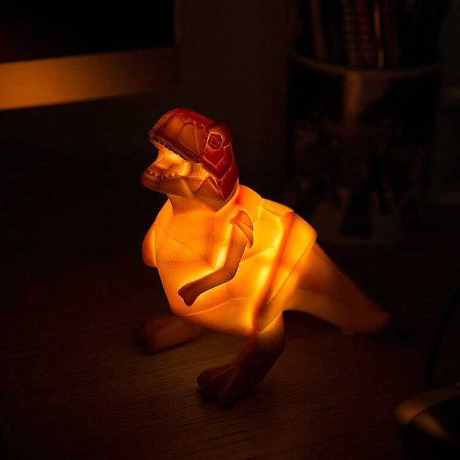 Home Accessories | House Of Disaster House Of Disaster Small Led Orange Dinosaur Origami Light