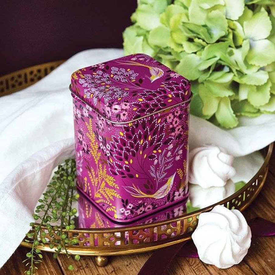 Storage Tins | Sara Miller Sara Miller Haveli Garden Mauve Songbird 10Cm Rectangular Tin