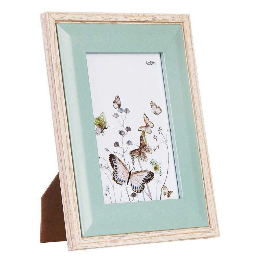 Photo Frames | Temptation Temptation Light Wood & Olive Green Bevelled 4X6 Frame