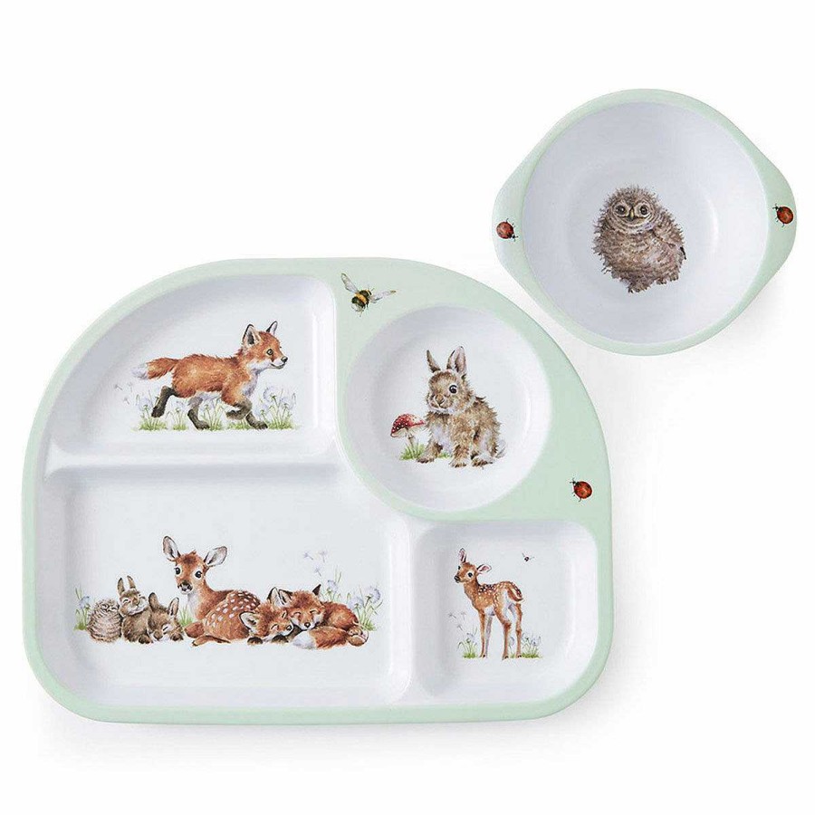 Plates | Wrendale Wrendale Little Wren Divided Tray & Bowl Two Piece Melamine Set