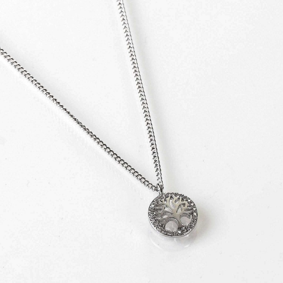 Necklaces | Equilibrium Equilibrium Tree Of Life White Gold Plated Necklace