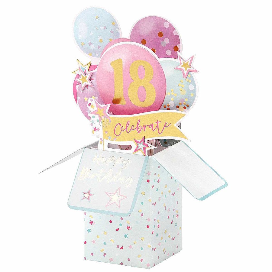 Age Cards | Second Nature Second Nature Clever Cubes Pastel Balloons 18Th Birthday 3D Card