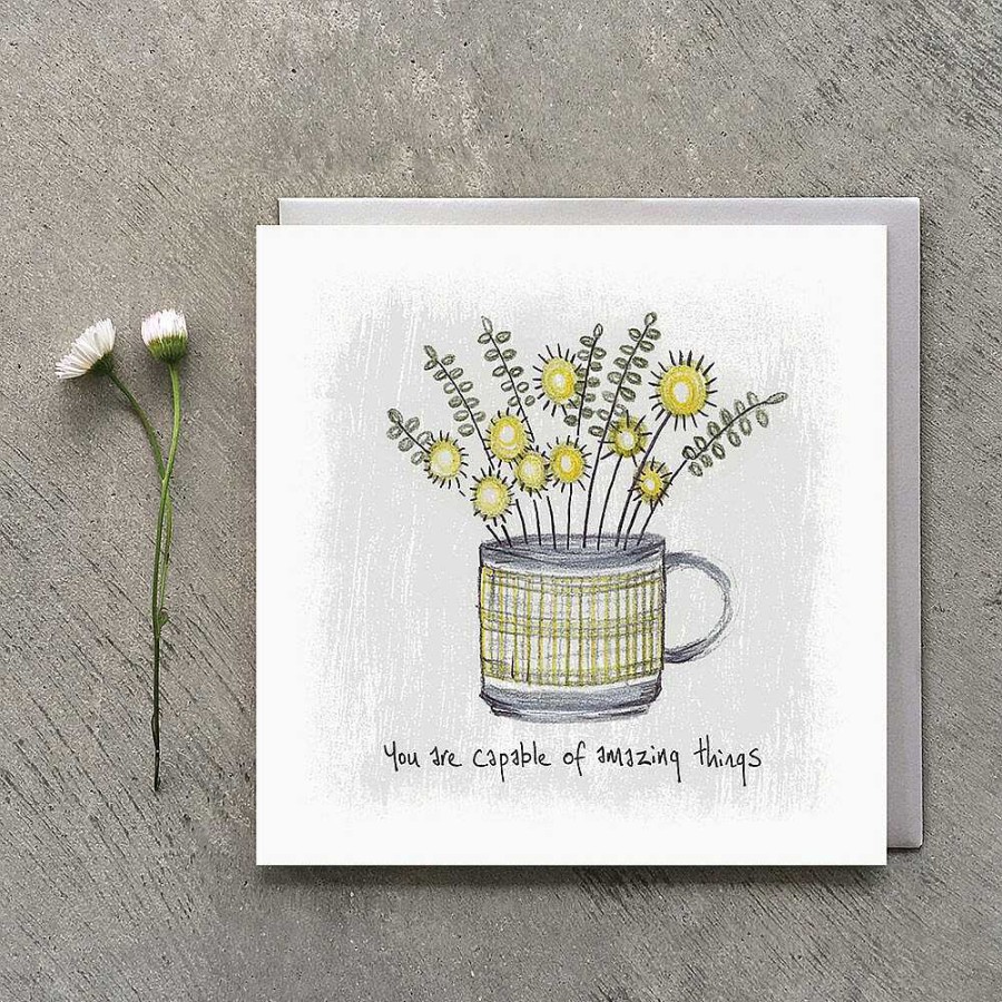 Inspirational | East of India East Of India 'Capable Of Amazing Things' Flowers In A Mug Card