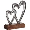 Wedding Decorations | Transomnia Transomnia Silver Interlocked Hearts On Wooden Base Decoration