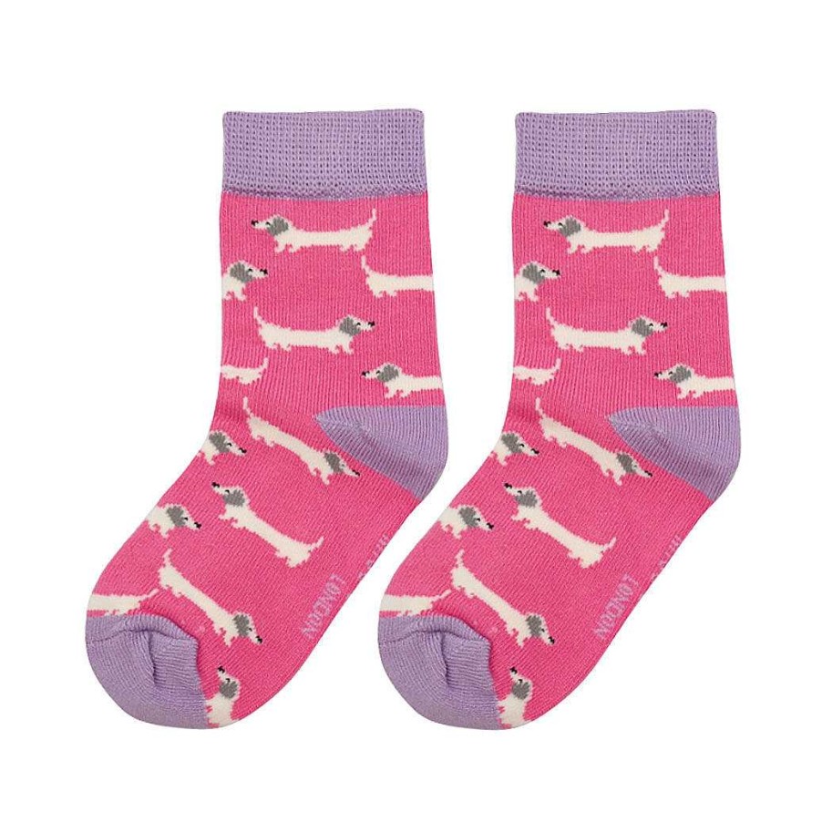 Fashion & Jewellery | Miss Sparrow Miss Sparrow Bright Pink Sausage Dogs Girls Bamboo Socks