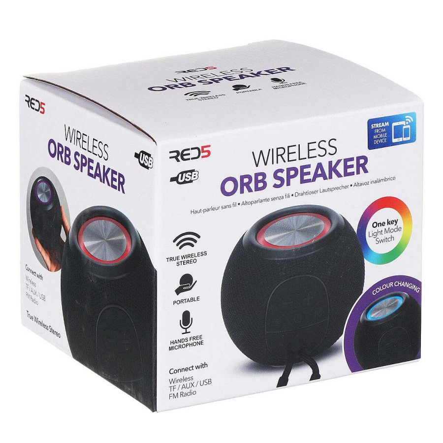 Office | The Source The Source Red5 Wireless Black Colour-Changing Orb Speaker