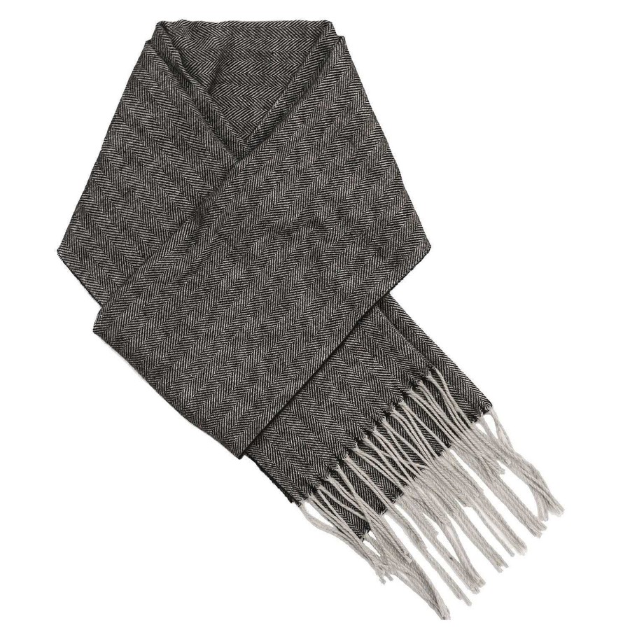 Scarves | Temptation Temptation Grey Striped Men'S Scarf