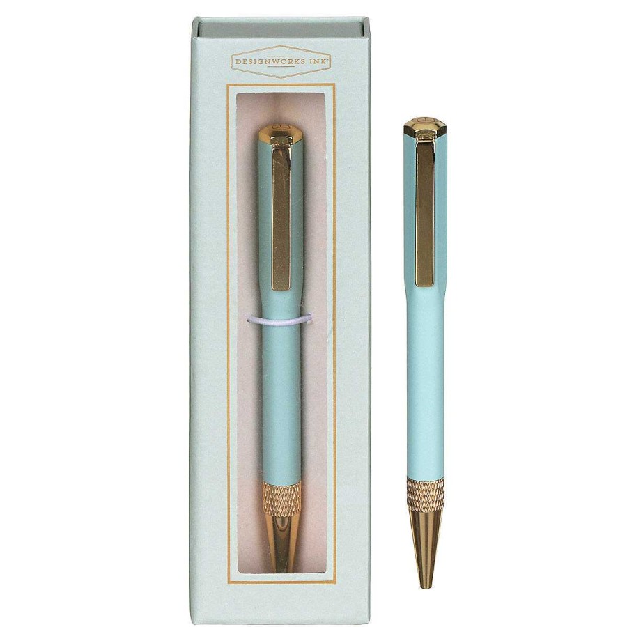 Pens & Pencils | Designworks Ink Designworks Ink Mint Green & Gold Boxed Ballpoint Pen