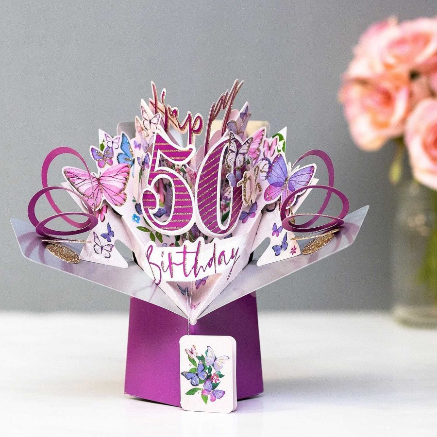 Age Cards | Second Nature Second Nature '50Th Birthday' Butterflies 3D Pop Up Card