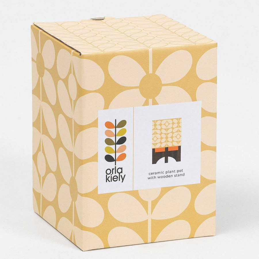 Gardening Accessories | Orla Kiely Orla Kiely Debossed Sixties Stem Cream Ceramic Plant Pot