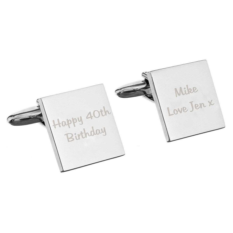 For Men | Temptation Gifts Personalised Any Message 2 Lines Square Cufflinks