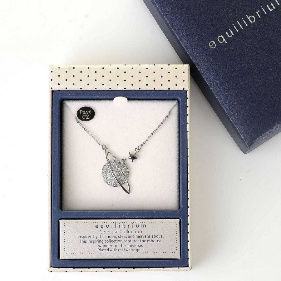 Fashion & Jewellery | Equilibrium Equilibrium Celestial Planet White Gold Plated Necklace