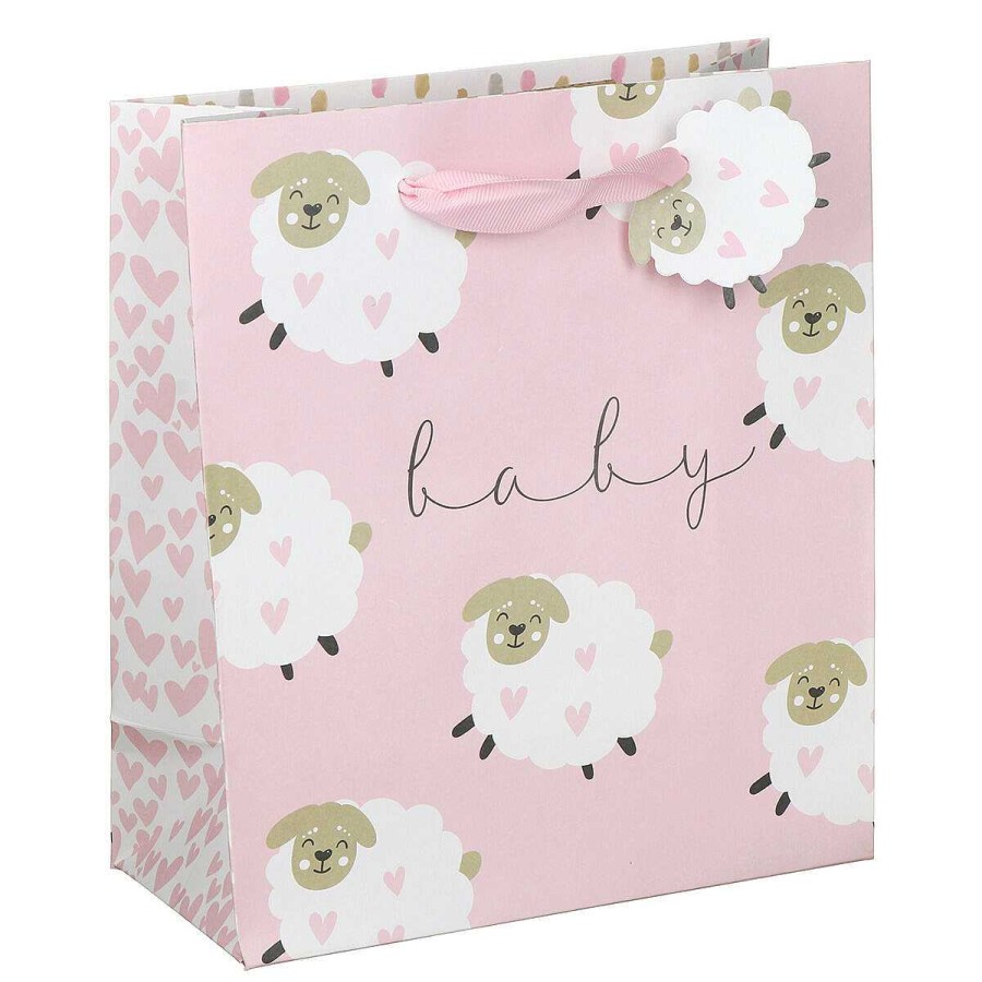 Medium Gift Bags | Glick Glick Stephanie Dyment Sheep Pink Medium Gift Bag