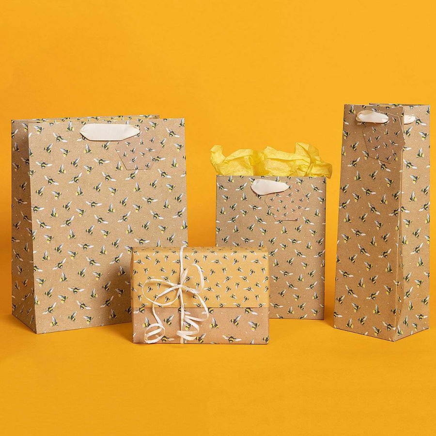 Bottle Gift Bags | Glick Glick Kraft Bees Bottle Gift Bag