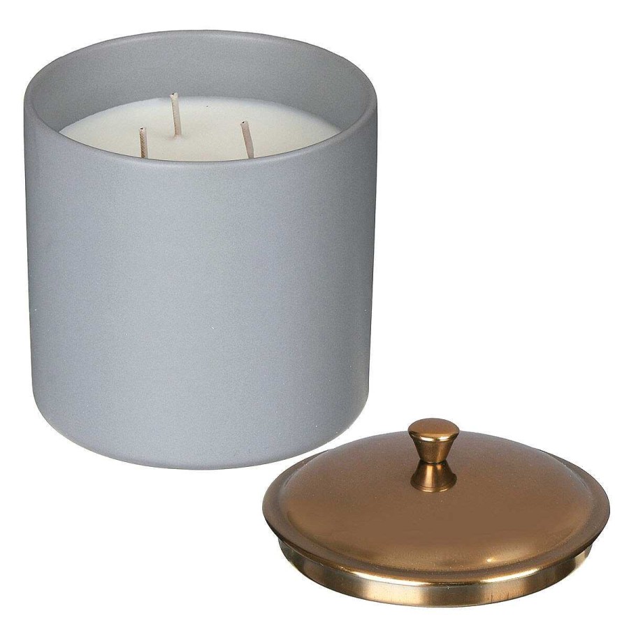 Ceramic Candles | Paddywax Paddywax Hygge 425G 3 Wick Vetiver & Cardamom Grey Ceramic Soy Candle